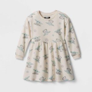 Star Wars Toddler Girls' Baby Yoda Skater Dress - Cream 2T, Ivory